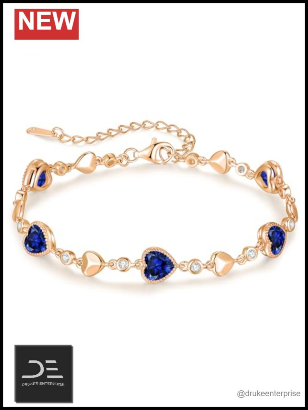 925 Sterling Silver Birthstone Heart Link Charm Bracelet with Extender